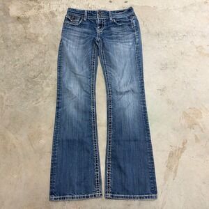 VIGOSS Collection Womens Jeans Bootcut Blue Denim Size 7 Embellished Pockets